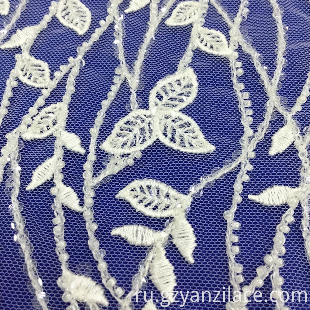 White Floral Bridal Beaded Lace for Wedding Dress